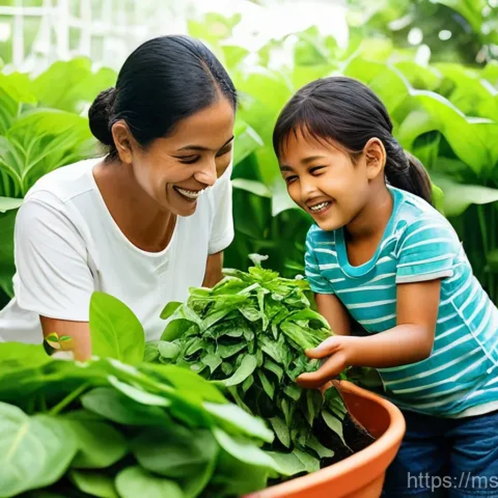 다년생 식용 식물과 건강의 관계 - A vibrant and joyful Malaysian family (mother, father, and a child around 7-10 years old, all modest...