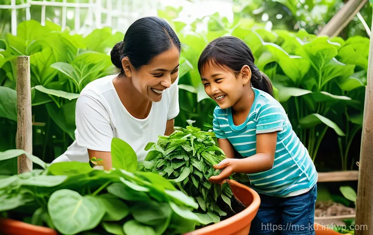 다년생 식용 식물과 건강의 관계 - A vibrant and joyful Malaysian family (mother, father, and a child around 7-10 years old, all modest...