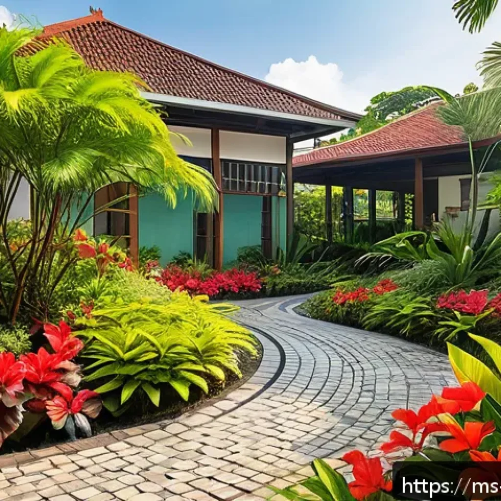 정원 설계를 위한 다년생 식물의 이점 - A vibrant tropical garden in Malaysia showcasing perennial plants such as blooming hibiscus (bunga r...