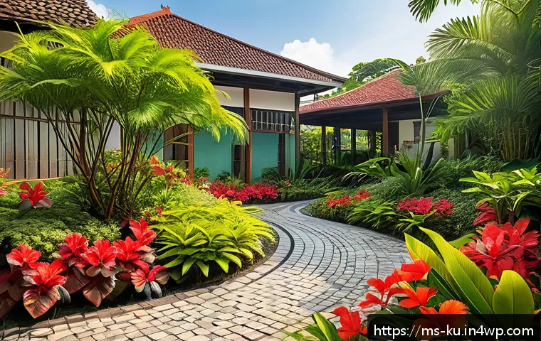 정원 설계를 위한 다년생 식물의 이점 - A vibrant tropical garden in Malaysia showcasing perennial plants such as blooming hibiscus (bunga r...