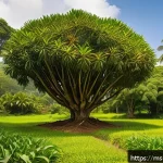 Home 20 다년생 식용 식물의 생태적 중요성과 관리 - A vibrant tropical agroforestry garden scene featuring long-lived fruit trees such as durian and man...