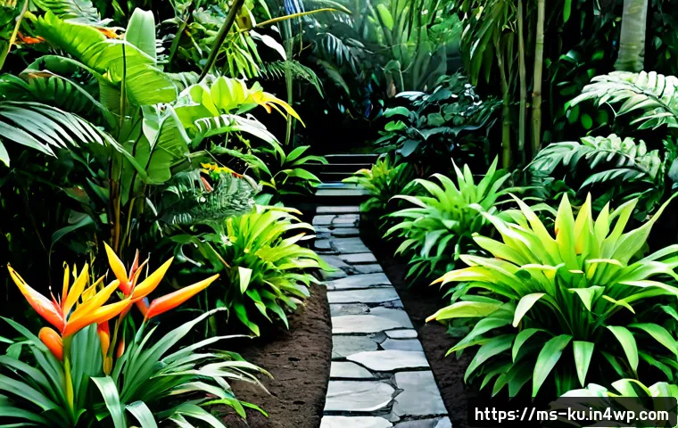 Home 17 정원 설계에서 다년생 식물의 혜택 - Photorealistic tropical Malaysian home garden designed with thriving perennial plants, layered beds ...